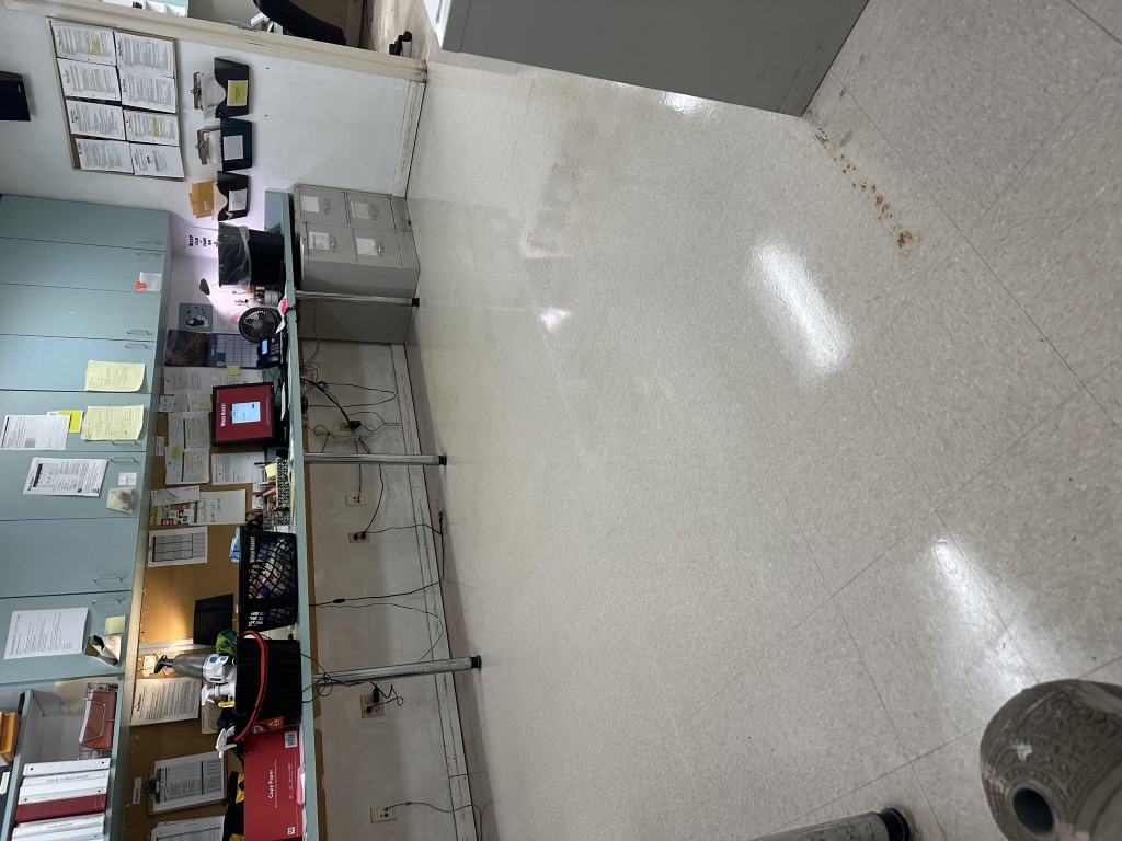 Class A office floor after strip and wax