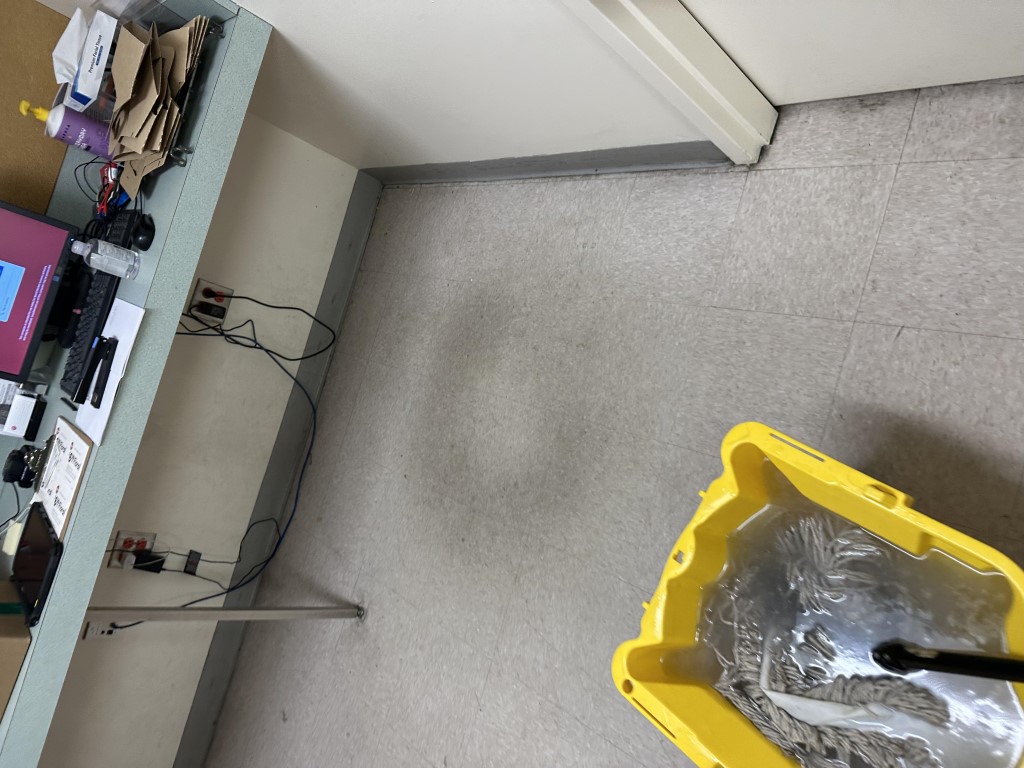 Commercial floor before multi-coat wax refinish